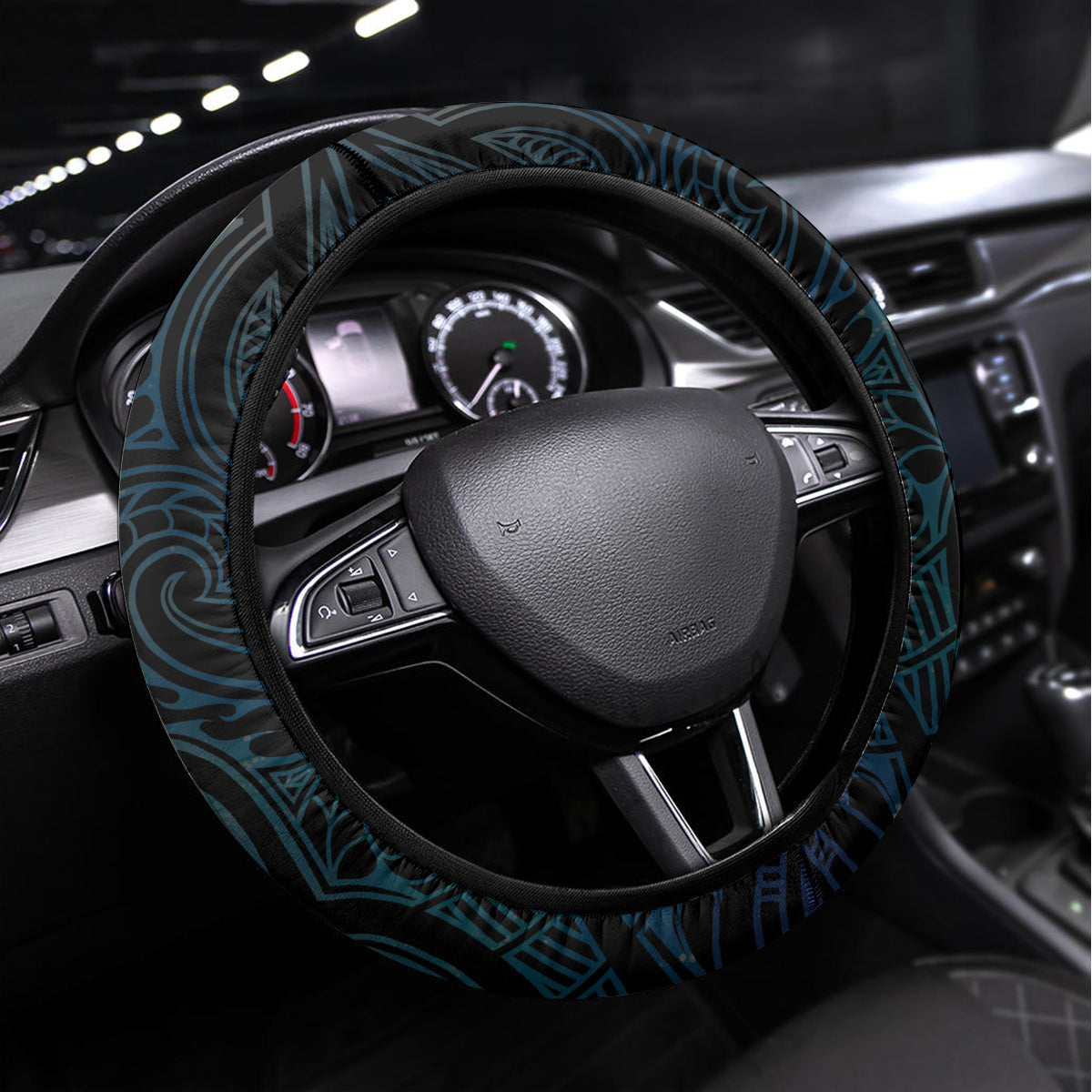 Matariki New Zealand Steering Wheel Cover Maori Pattern Blue Galaxy LT05 Universal Fit Blue - Polynesian Pride