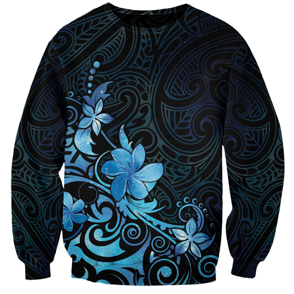 Matariki New Zealand Sweatshirt Maori Pattern Blue Galaxy