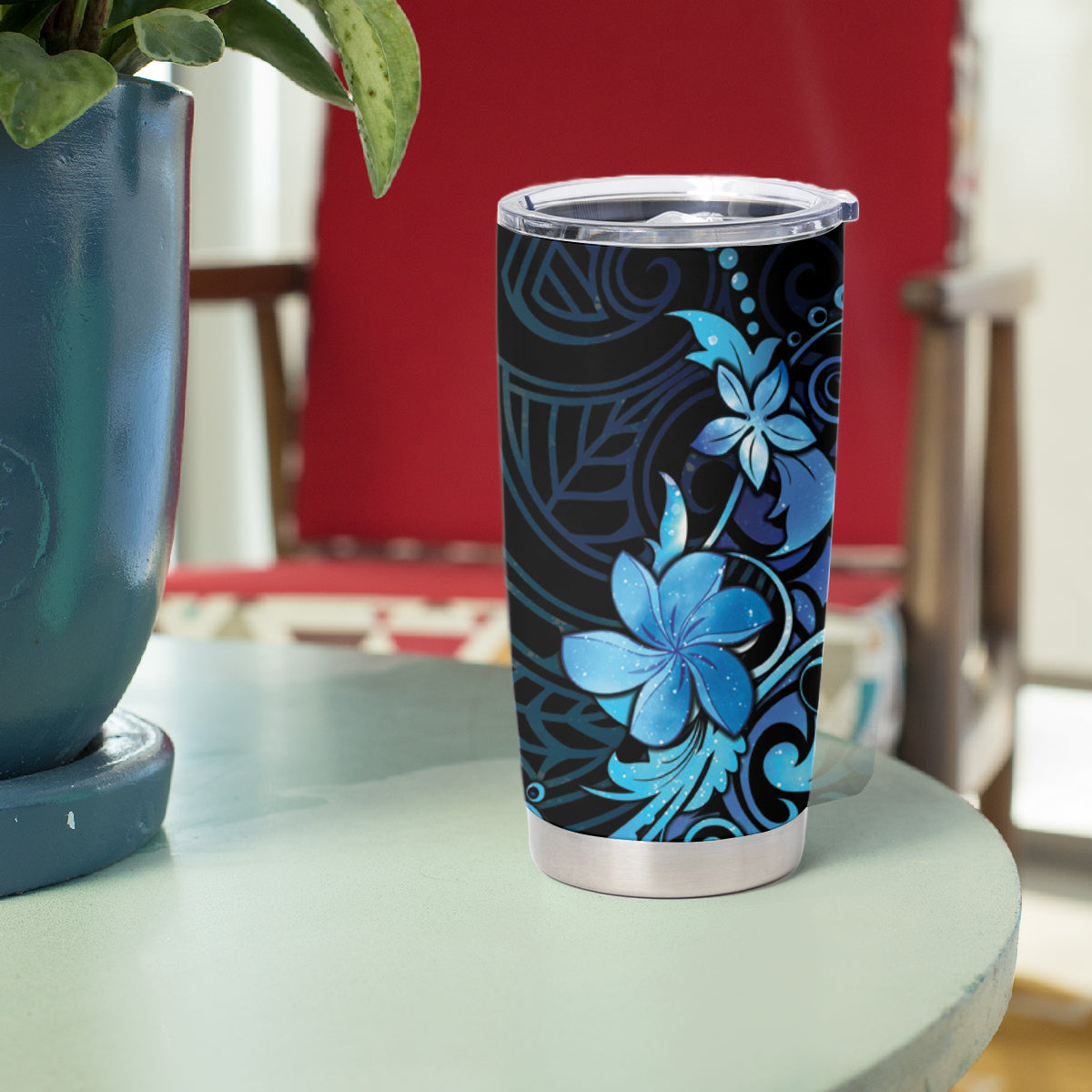 Matariki New Zealand Tumbler Cup Maori Pattern Blue Galaxy LT05 - Polynesian Pride