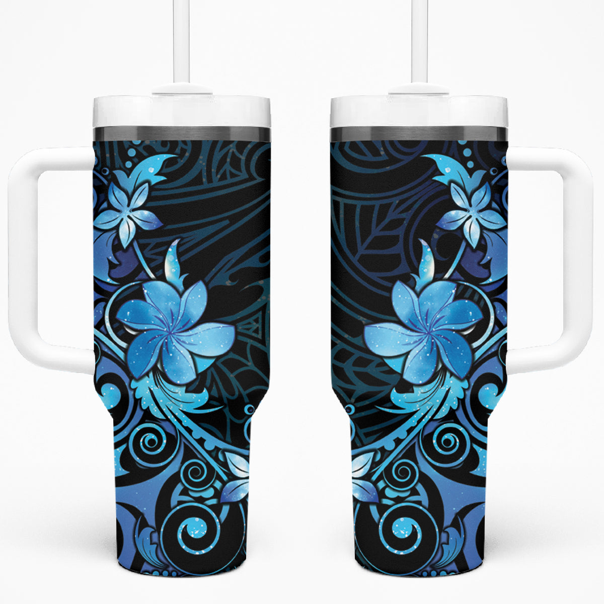 Matariki New Zealand Tumbler With Handle Maori Pattern Blue Galaxy LT05 One Size: 40 oz Blue - Polynesian Pride