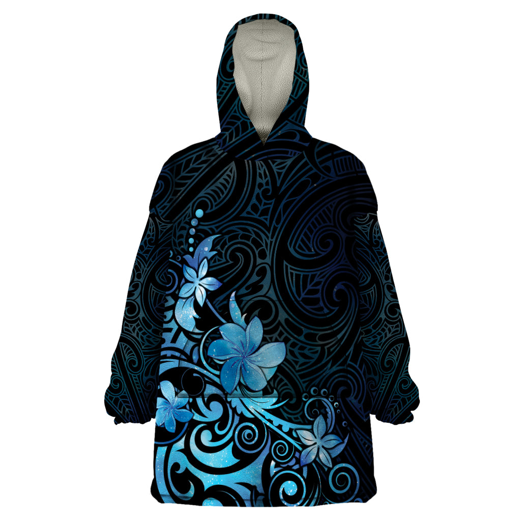 Matariki New Zealand Wearable Blanket Hoodie Maori Pattern Blue Galaxy