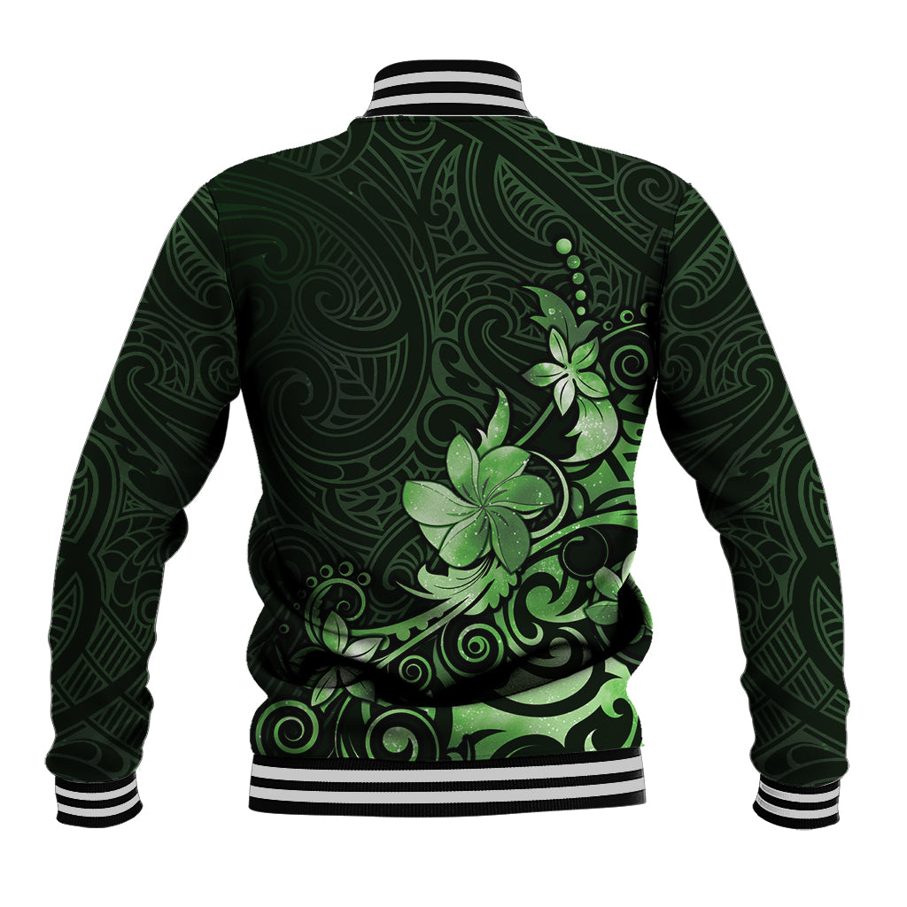 Matariki New Zealand Baseball Jacket Maori Pattern Green Galaxy LT05 - Polynesian Pride