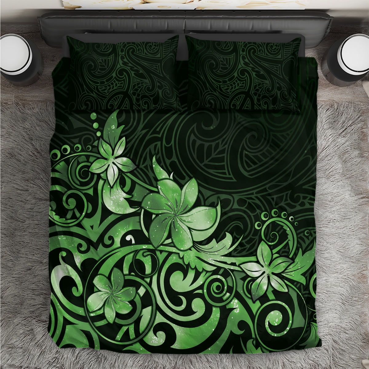 Matariki New Zealand Bedding Set Maori Pattern Green Galaxy LT05 Green - Polynesian Pride