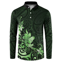 Matariki New Zealand Button Sweatshirt Maori Pattern Green Galaxy LT05 Green - Polynesian Pride