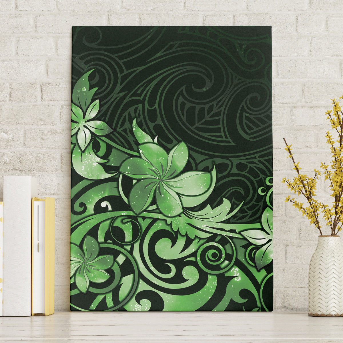 Matariki New Zealand Canvas Wall Art Maori Pattern Green Galaxy LT05 Without Frame Green - Polynesian Pride