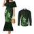 Matariki New Zealand Couples Matching Mermaid Dress and Long Sleeve Button Shirt Maori Pattern Green Galaxy