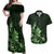 Matariki New Zealand Couples Matching Off Shoulder Maxi Dress and Hawaiian Shirt Maori Pattern Green Galaxy