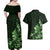 Matariki New Zealand Couples Matching Off Shoulder Maxi Dress and Hawaiian Shirt Maori Pattern Green Galaxy