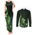 Matariki New Zealand Couples Matching Tank Maxi Dress and Long Sleeve Button Shirt Maori Pattern Green Galaxy