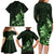 Matariki New Zealand Family Matching Long Sleeve Bodycon Dress and Hawaiian Shirt Maori Pattern Green Galaxy