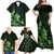 Matariki New Zealand Family Matching Off Shoulder Maxi Dress and Hawaiian Shirt Maori Pattern Green Galaxy