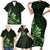 Matariki New Zealand Family Matching Short Sleeve Bodycon Dress and Hawaiian Shirt Maori Pattern Green Galaxy