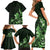 Matariki New Zealand Family Matching Short Sleeve Bodycon Dress and Hawaiian Shirt Maori Pattern Green Galaxy