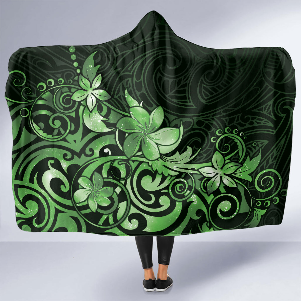Matariki New Zealand Hooded Blanket Maori Pattern Green Galaxy LT05 - Polynesian Pride