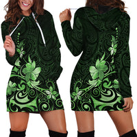 Matariki New Zealand Hoodie Dress Maori Pattern Green Galaxy LT05 - Polynesian Pride