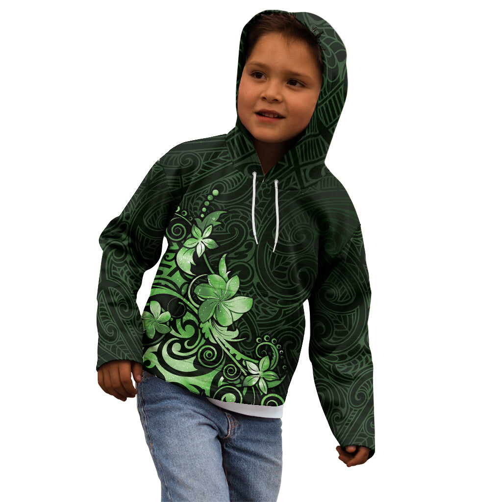 Matariki New Zealand Kid Hoodie Maori Pattern Green Galaxy LT05 - Polynesian Pride