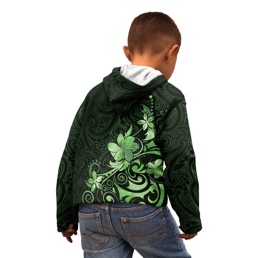 Matariki New Zealand Kid Hoodie Maori Pattern Green Galaxy LT05 - Polynesian Pride