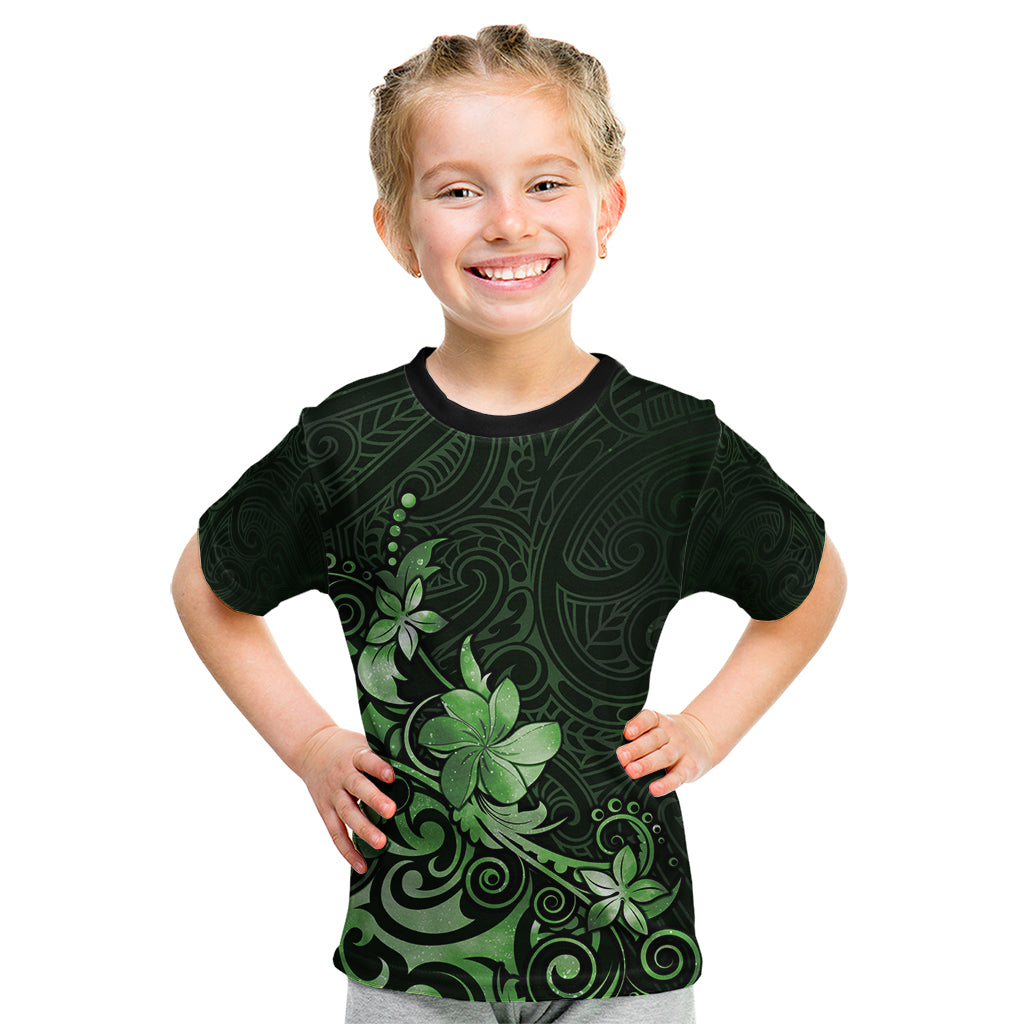 Matariki New Zealand Kid T Shirt Maori Pattern Green Galaxy