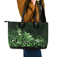 Matariki New Zealand Leather Tote Bag Maori Pattern Green Galaxy LT05 - Polynesian Pride