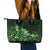 Matariki New Zealand Leather Tote Bag Maori Pattern Green Galaxy