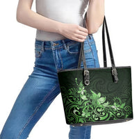 Matariki New Zealand Leather Tote Bag Maori Pattern Green Galaxy LT05 - Polynesian Pride