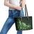 Matariki New Zealand Leather Tote Bag Maori Pattern Green Galaxy