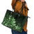 Matariki New Zealand Leather Tote Bag Maori Pattern Green Galaxy