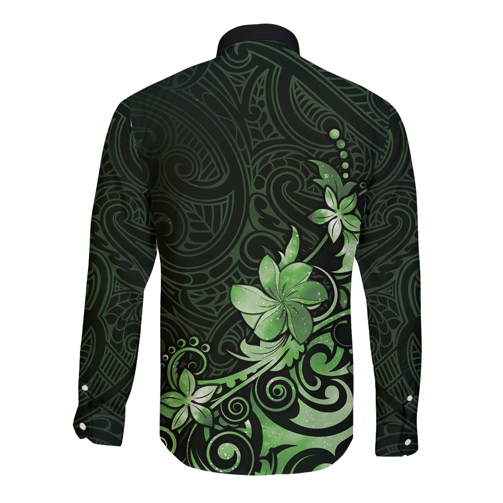 Matariki New Zealand Long Sleeve Button Shirt Maori Pattern Green Galaxy LT05 - Polynesian Pride