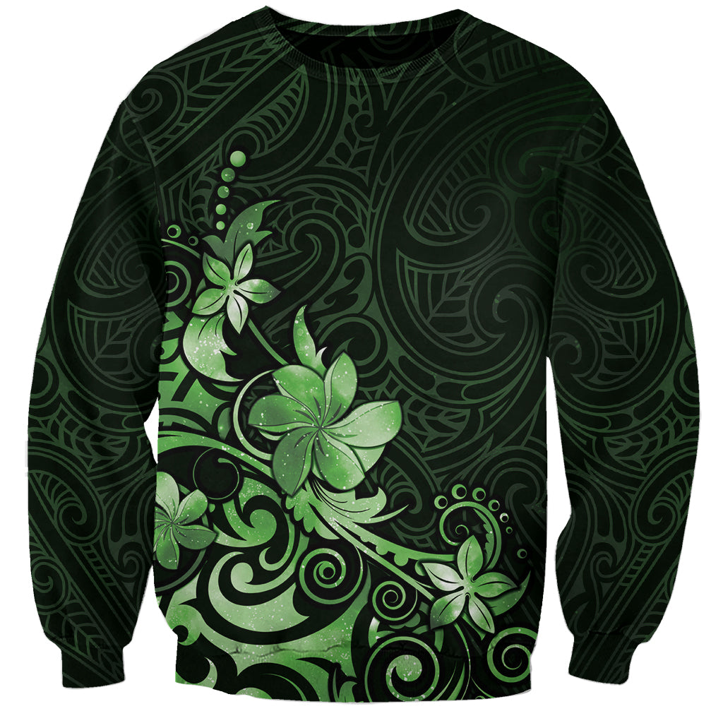 Matariki New Zealand Sweatshirt Maori Pattern Green Galaxy