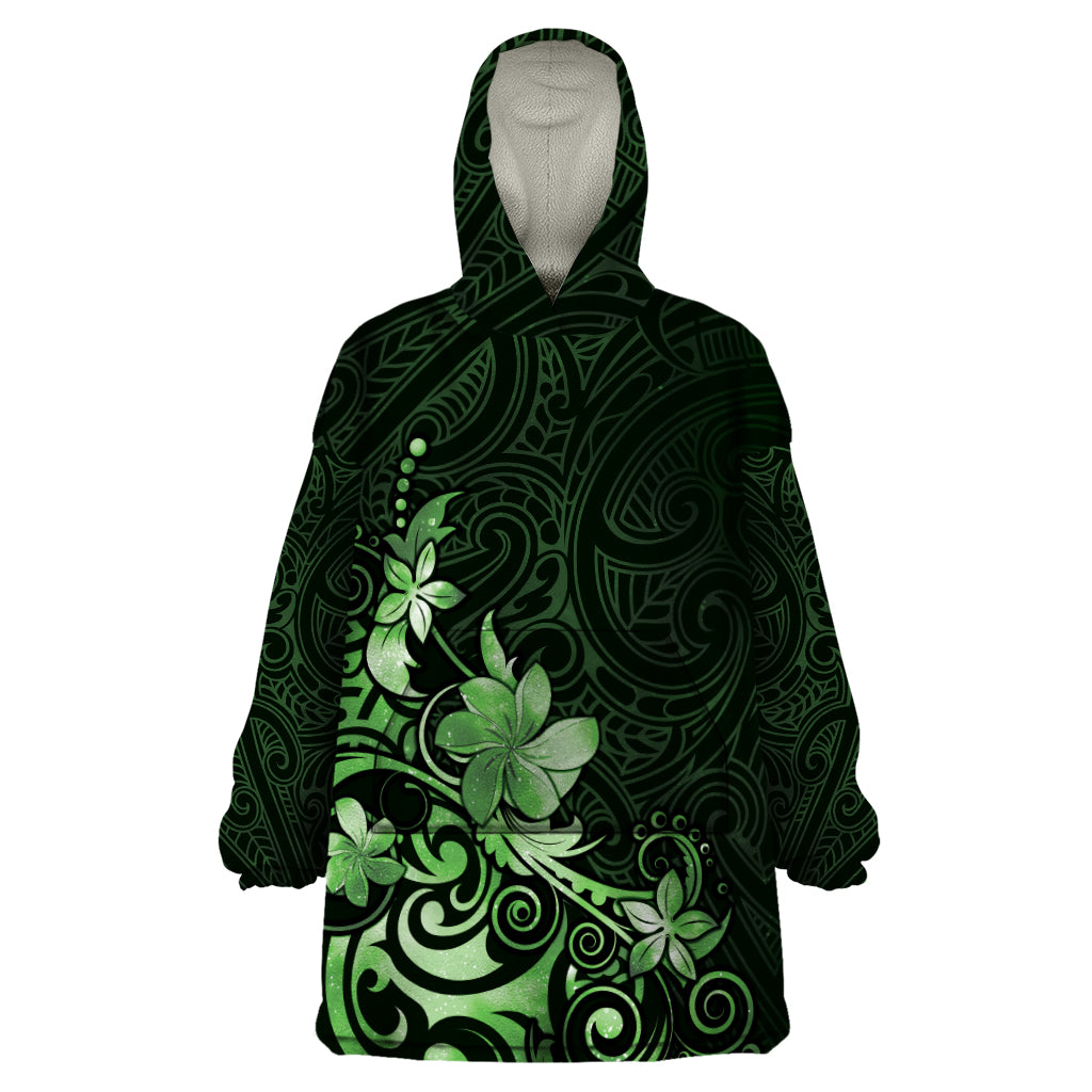 Matariki New Zealand Wearable Blanket Hoodie - Maori Pattern Green Galaxy LT05 One Size Green - Polynesian Pride