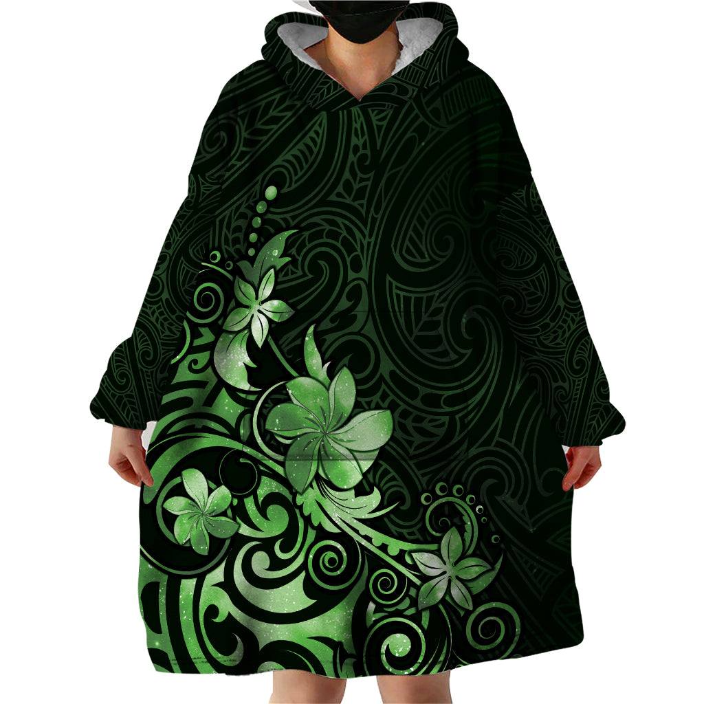 Matariki New Zealand Wearable Blanket Hoodie - Maori Pattern Green Galaxy LT05 - Polynesian Pride