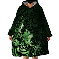Matariki New Zealand Wearable Blanket Hoodie - Maori Pattern Green Galaxy LT05 - Polynesian Pride