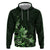 Matariki New Zealand Zip Hoodie Maori Pattern Green Galaxy