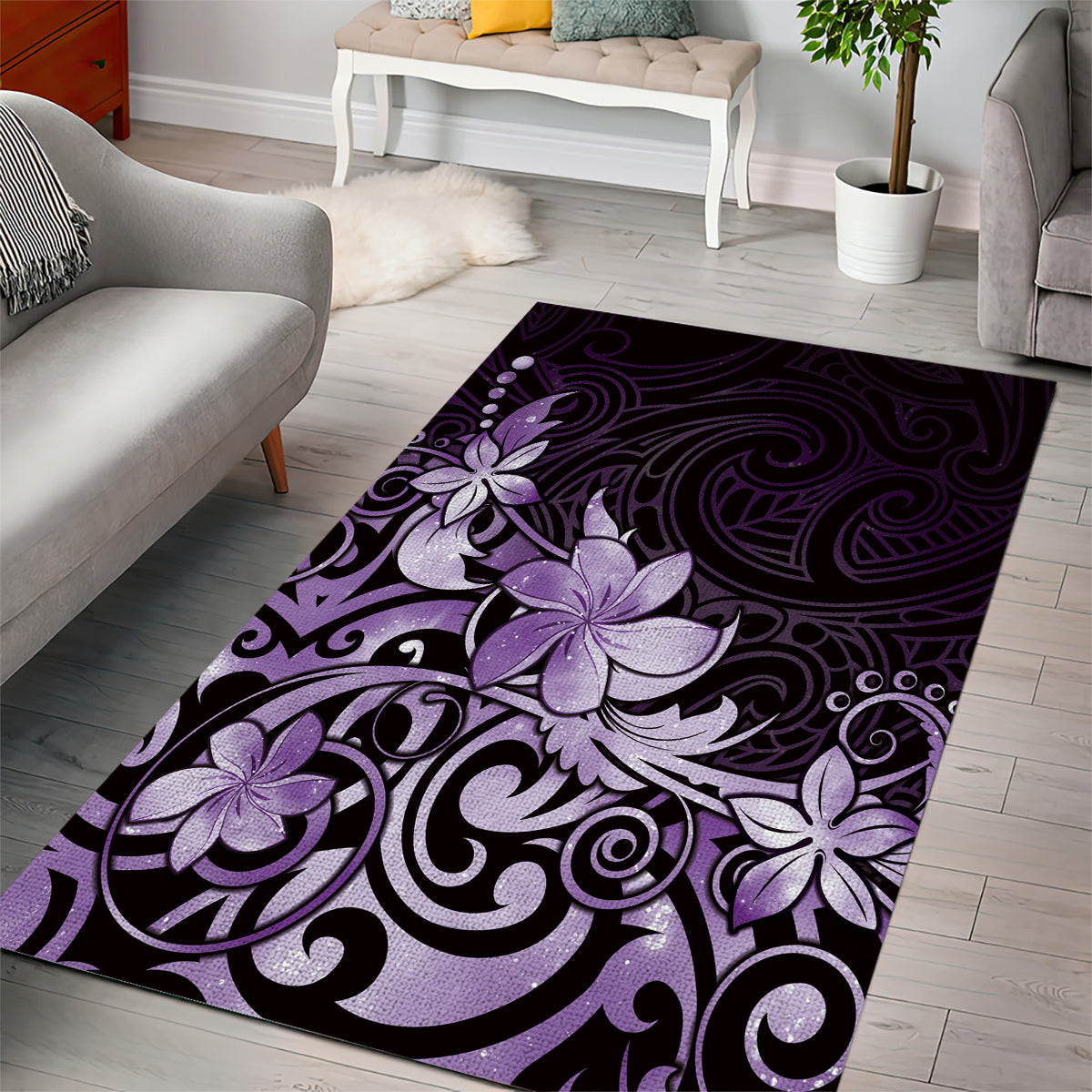 Matariki New Zealand Area Rug Maori Pattern Purple Galaxy LT05 - Polynesian Pride