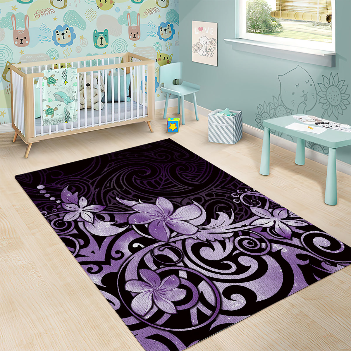 Matariki New Zealand Area Rug Maori Pattern Purple Galaxy LT05 - Polynesian Pride
