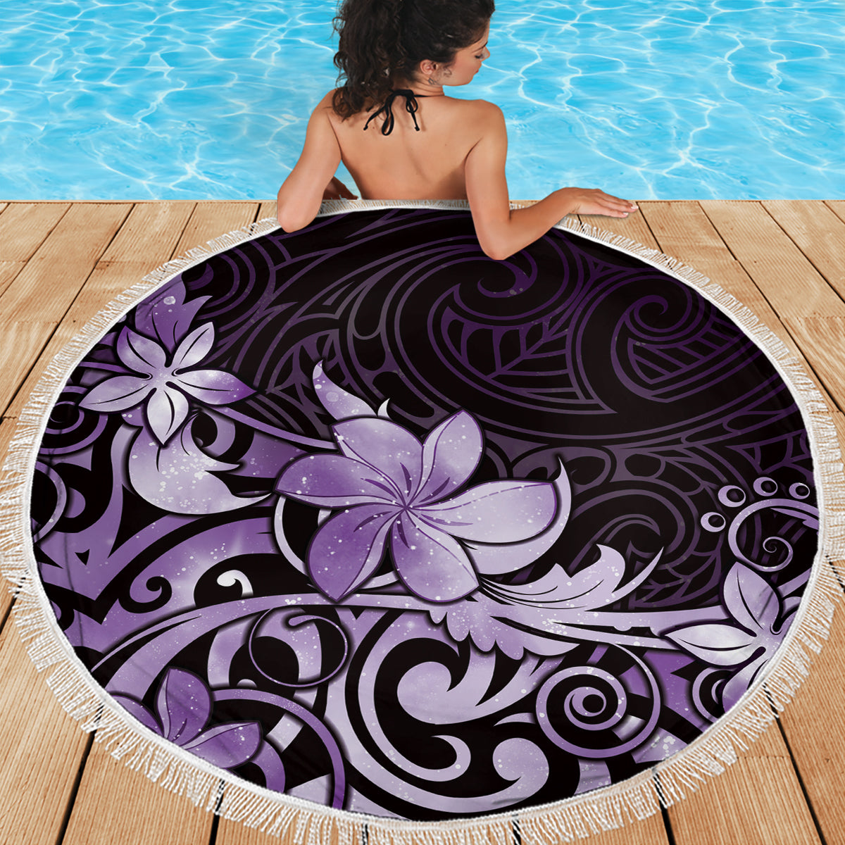 Matariki New Zealand Beach Blanket Maori Pattern Purple Galaxy LT05 - Polynesian Pride
