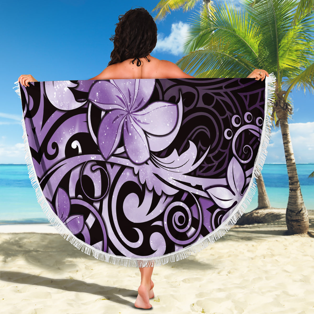 Matariki New Zealand Beach Blanket Maori Pattern Purple Galaxy LT05 - Polynesian Pride