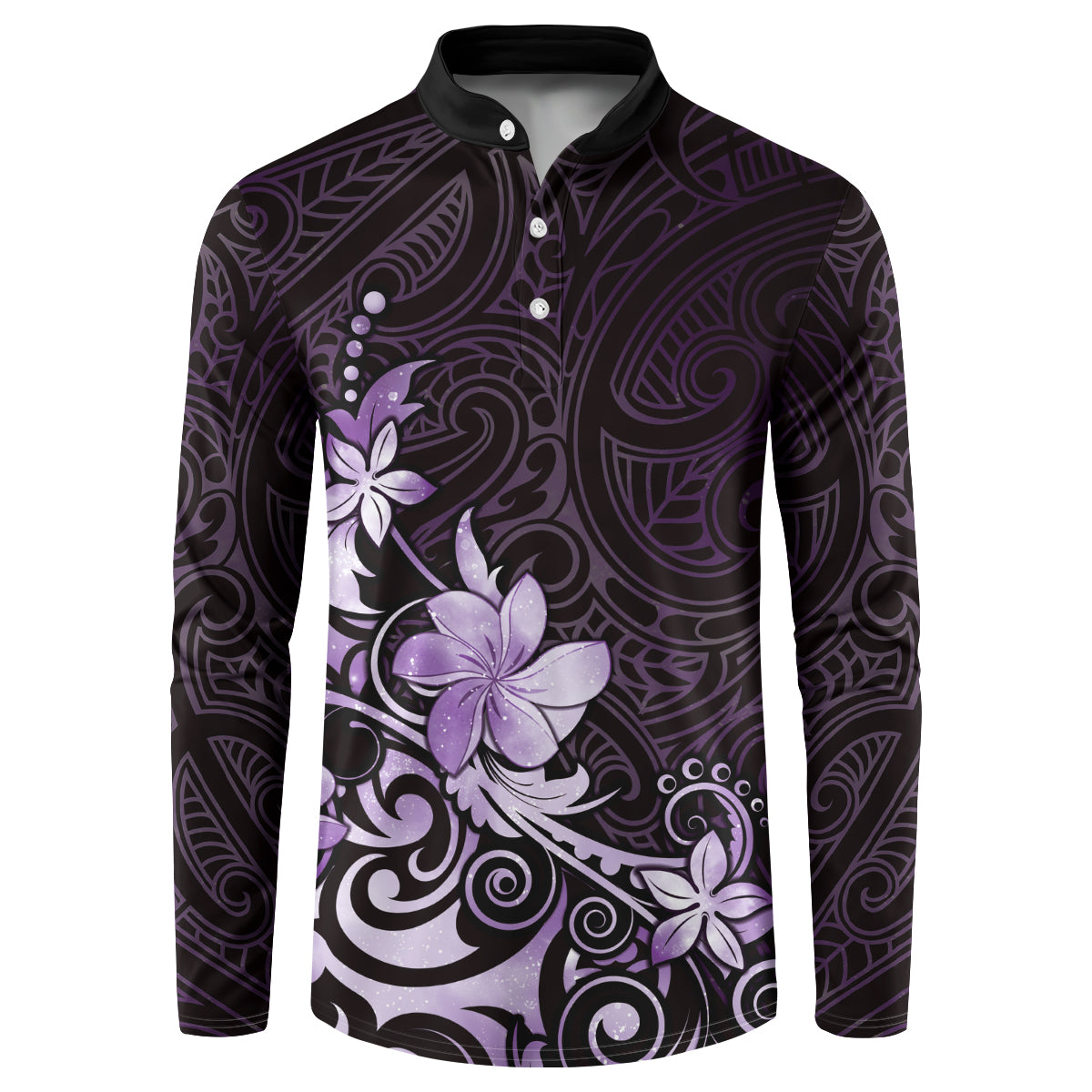 Matariki New Zealand Button Sweatshirt Maori Pattern Purple Galaxy