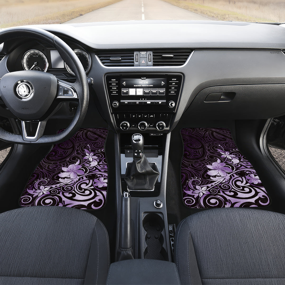 Matariki New Zealand Car Mats Maori Pattern Purple Galaxy LT05 Set 2pcs - Front Purple - Polynesian Pride