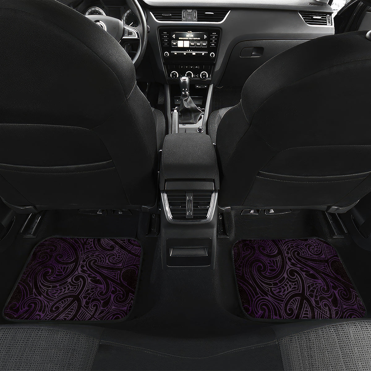 Matariki New Zealand Car Mats Maori Pattern Purple Galaxy LT05 Set 2pcs - Back Purple - Polynesian Pride