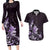 Matariki New Zealand Couples Matching Long Sleeve Bodycon Dress and Hawaiian Shirt Maori Pattern Purple Galaxy