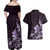 Matariki New Zealand Couples Matching Off Shoulder Maxi Dress and Hawaiian Shirt Maori Pattern Purple Galaxy