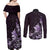 Matariki New Zealand Couples Matching Off Shoulder Maxi Dress and Long Sleeve Button Shirt Maori Pattern Purple Galaxy