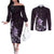 Matariki New Zealand Couples Matching Off The Shoulder Long Sleeve Dress and Long Sleeve Button Shirt Maori Pattern Purple Galaxy