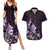 Matariki New Zealand Couples Matching Summer Maxi Dress and Hawaiian Shirt Maori Pattern Purple Galaxy