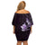 Matariki New Zealand Family Matching Off Shoulder Short Dress and Hawaiian Shirt Maori Pattern Purple Galaxy