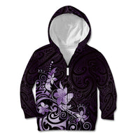 Matariki New Zealand Kid Hoodie Maori Pattern Purple Galaxy LT05 Zip Hoodie Purple - Polynesian Pride