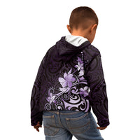 Matariki New Zealand Kid Hoodie Maori Pattern Purple Galaxy LT05 - Polynesian Pride