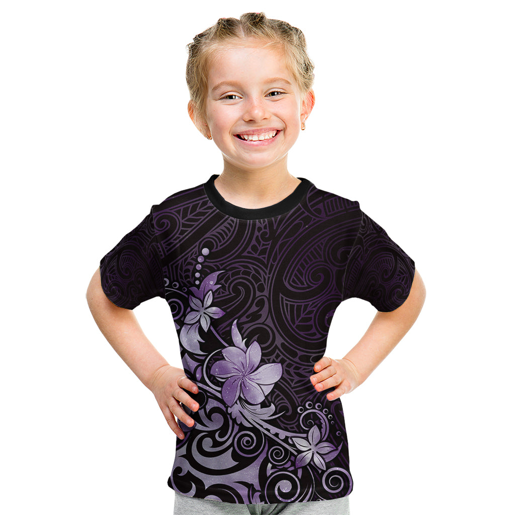 Matariki New Zealand Kid T Shirt Maori Pattern Purple Galaxy