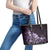 Matariki New Zealand Leather Tote Bag Maori Pattern Purple Galaxy